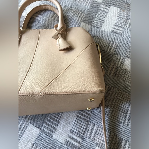 Zara creamy pink / beige classic bowler bag with crossbody strap - Picture 6 of 12